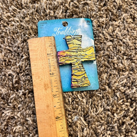 Chunky Metallic AB Pyrite Jewelry Cross - Picture 3 of 5